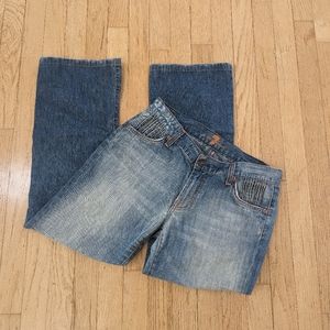 7 For All Mankind Womens 28 Flare Leg Crinkle Pocket Mid-Rise Jean U110069U-069U